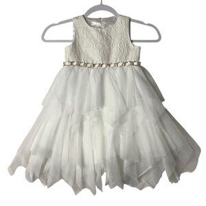 American Princess White Sleeveless Tulle Wedding Dress Lace Bodice Girl Size 4